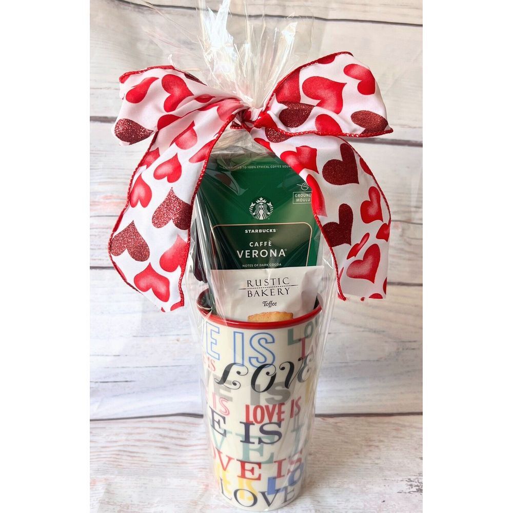 NEW Starbucks "LOVE IS" Double Wall Ceramic Travel Cup Tumbler‎ 12 oz